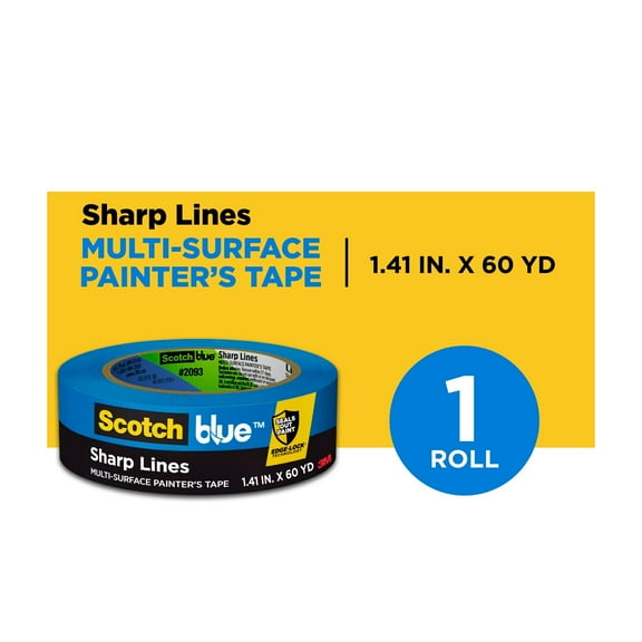 ScotchBlue Sharp Lines Painter's Tape, Blue, 1.41 in x 60 yd, 1 Roll