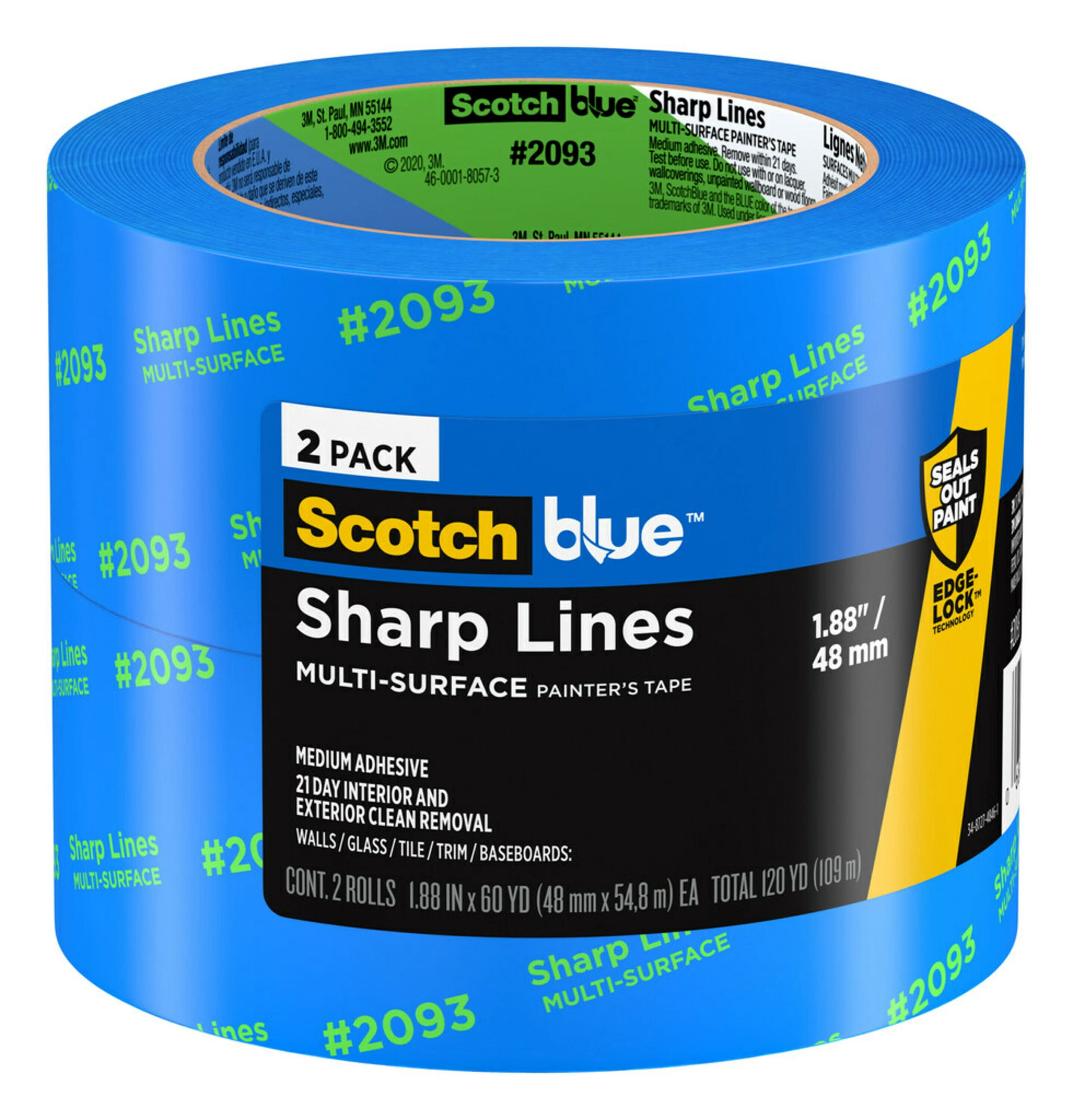 Scotch Blue Painter's Tape, Sharp Lines, Multi-Surface, 1.88 Inch