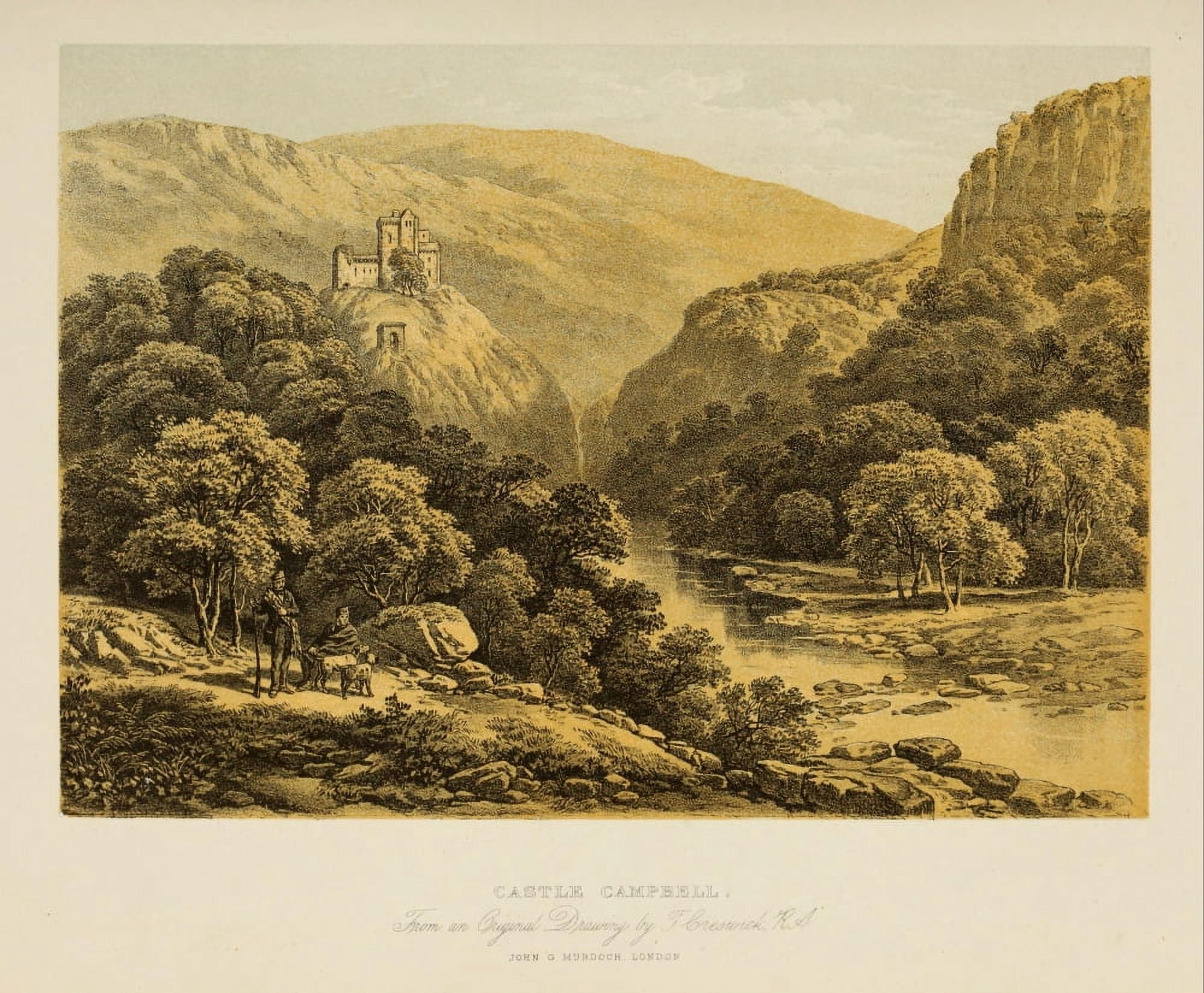 Scotland 1840 Castle Campbell Canvas Art - Thomas Creswick (18 x 24)
