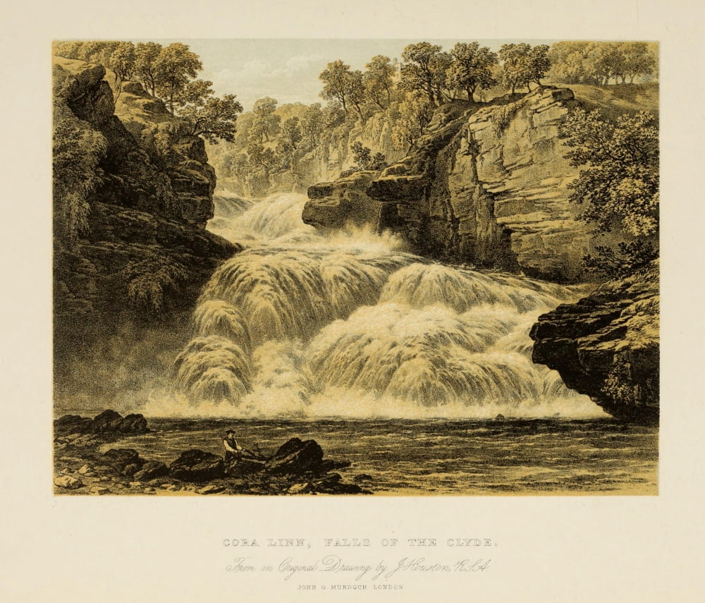 Scotland 1840 Cora Linn Falls of the Clyde Canvas Art - John Houston (18 x 24)