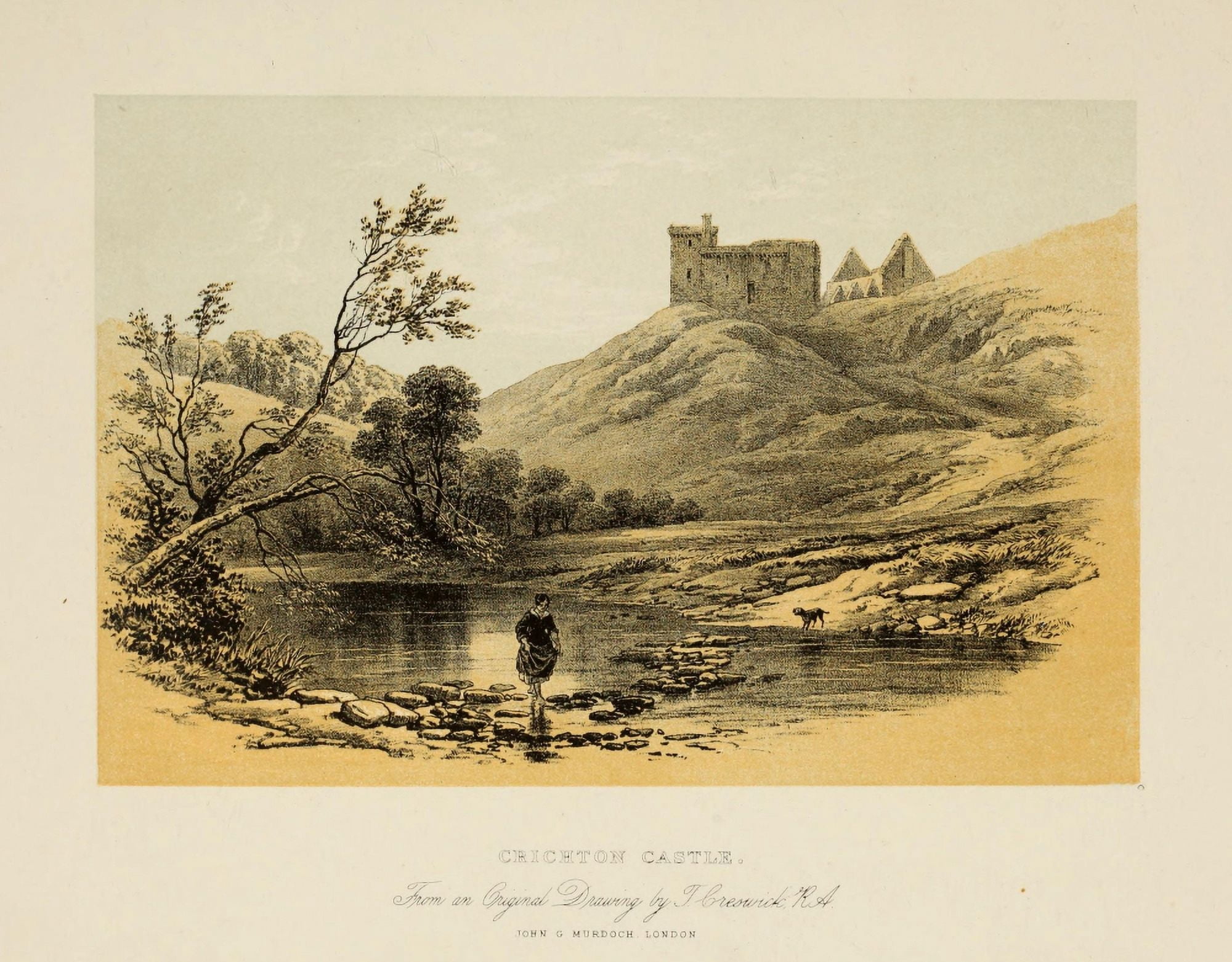 Scotland 1840 Crichton Castle Canvas Art - Thomas Creswick (24 x 36)
