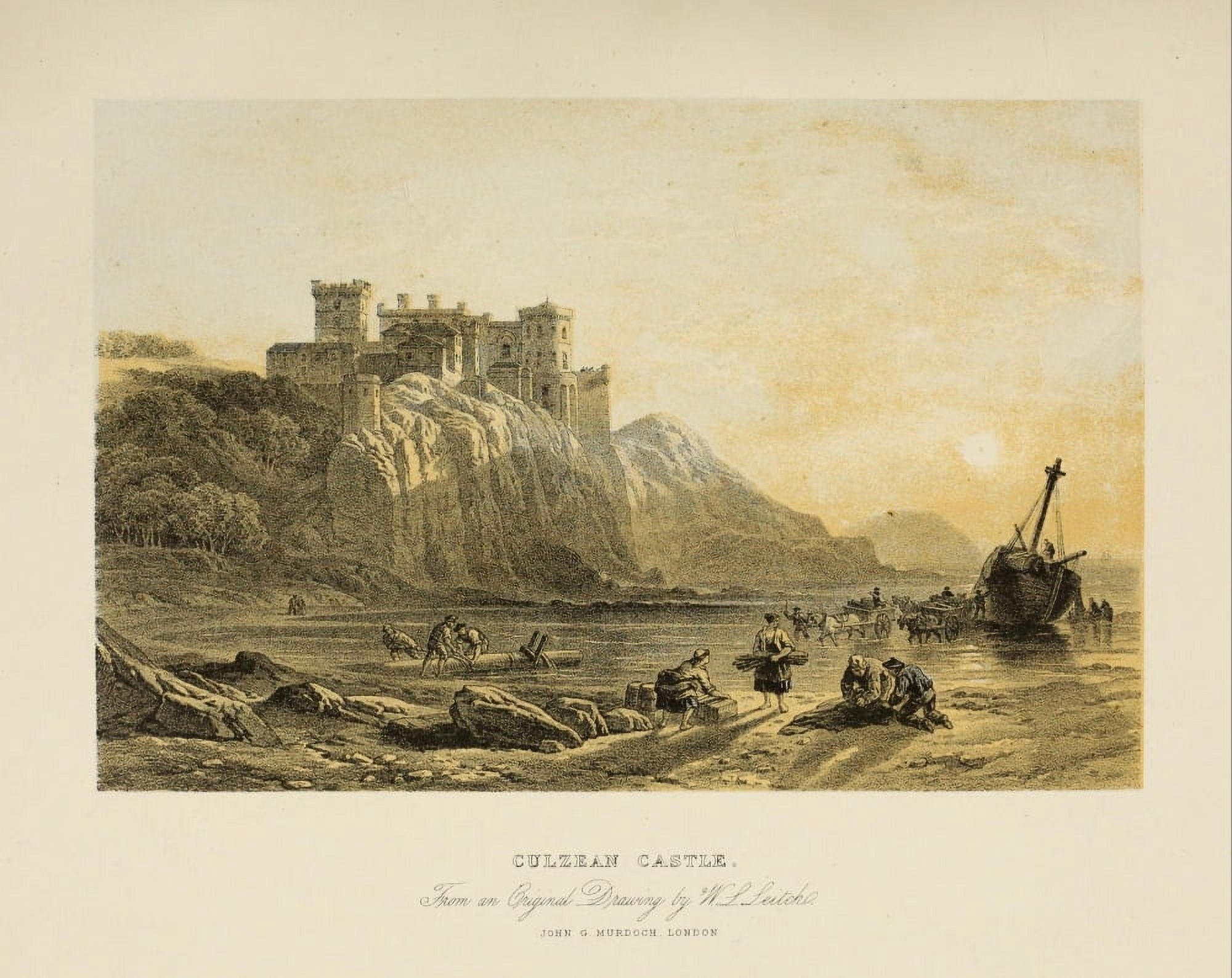 Scotland 1840 Culzean Castle Canvas Art - William L Leitch (18 x 24)