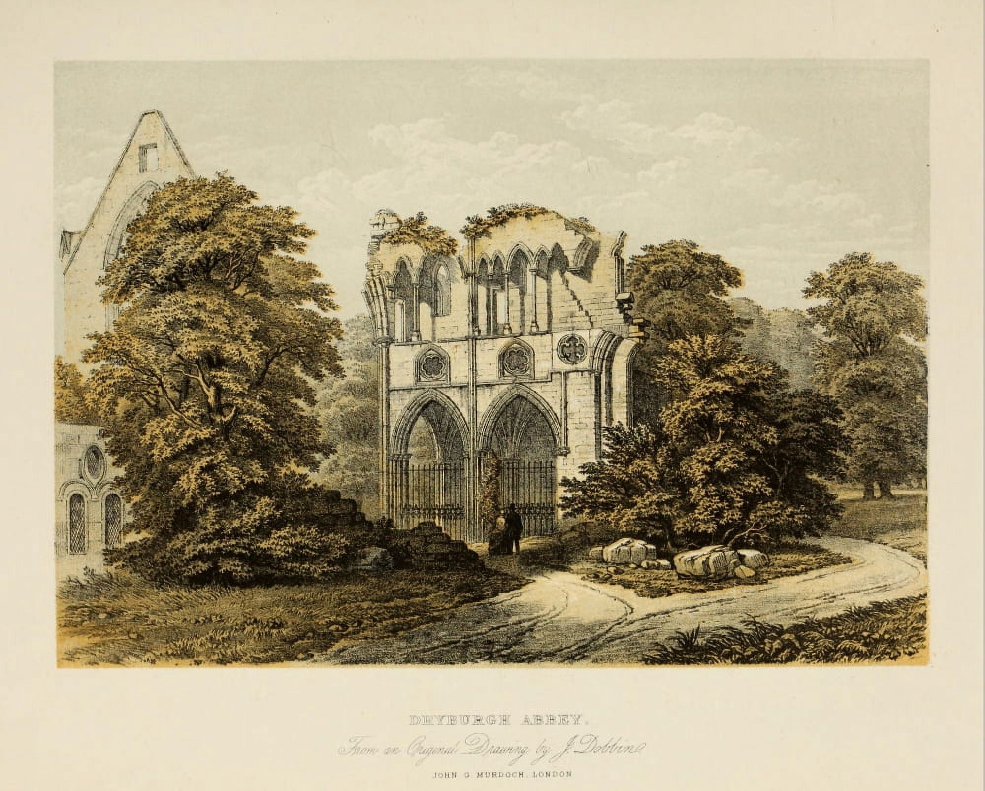 Scotland 1840 Dryburgh Abbey Canvas Art - John Dobbin (24 x 36)