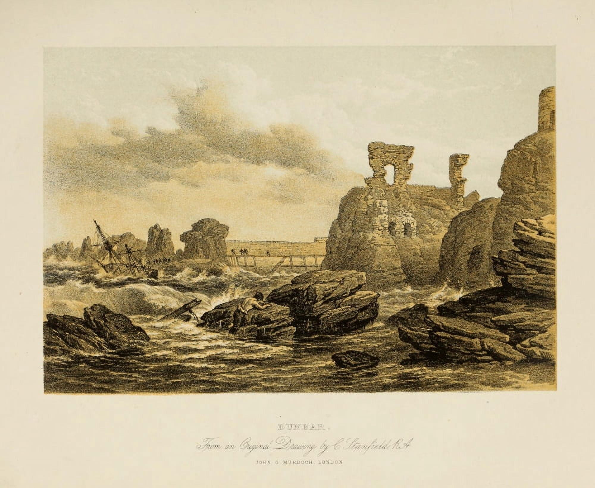 Scotland 1840 Dunbar Canvas Art - Clarkson Stanfield (18 x 24)