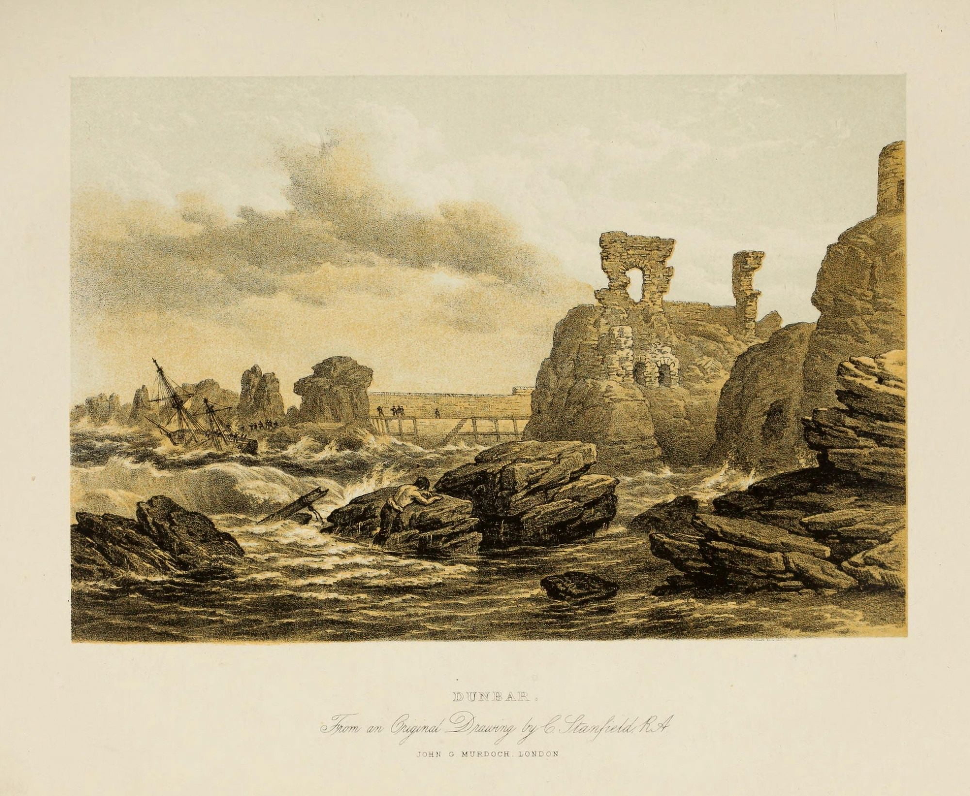 Scotland 1840 Dunbar Canvas Art - Clarkson Stanfield (24 x 36)
