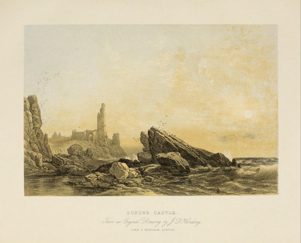 Scotland 1840 Dunure Castle Canvas Art - James Duffield Harding (24 x 36)