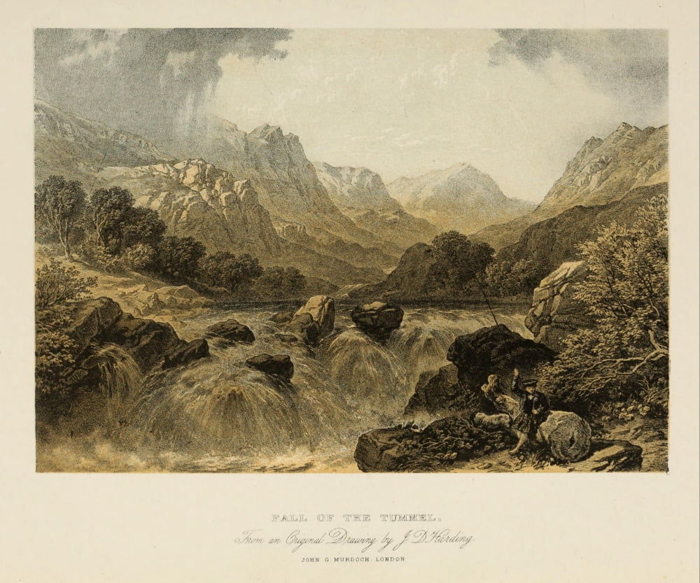 Scotland 1840 Fall of the Tummel Canvas Art - James Duffield Harding (18 x 24)