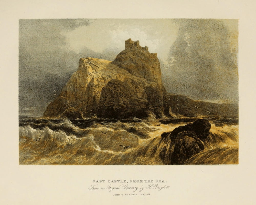 Scotland 1840 Fast Castle Canvas Art - Henry Bright (24 x 36)