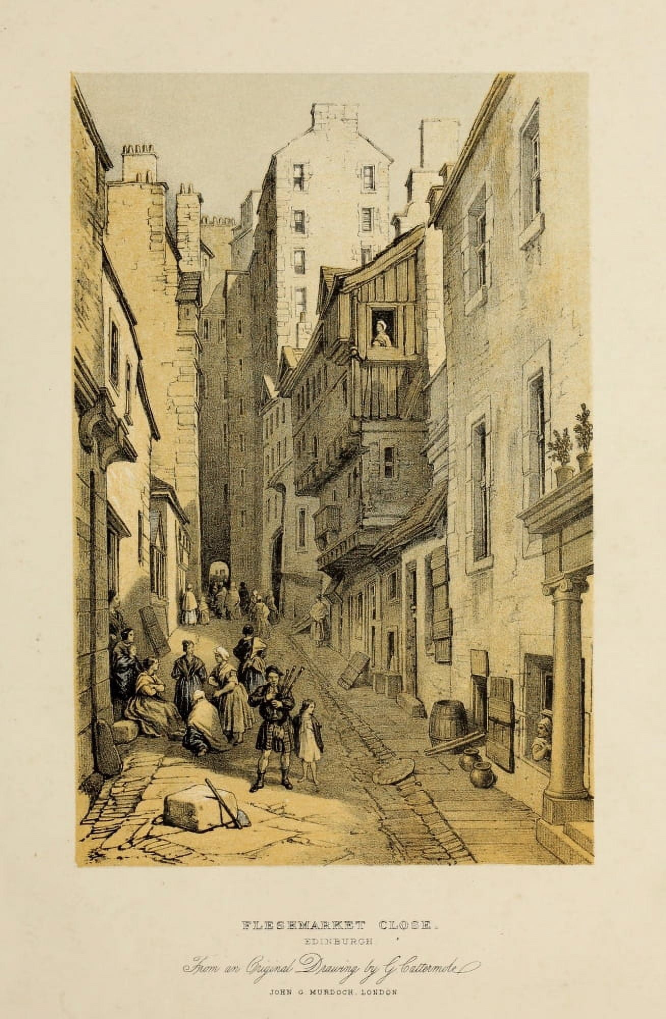 Scotland 1840 Fleshmarket Close Edinburgh Canvas Art - George Cattermole (18 x 24)