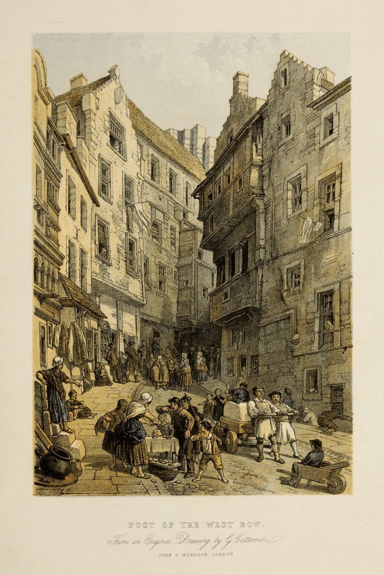 Scotland 1840 Foot of the West Bow Edinburgh Canvas Art - George Cattermole (18 x 24)