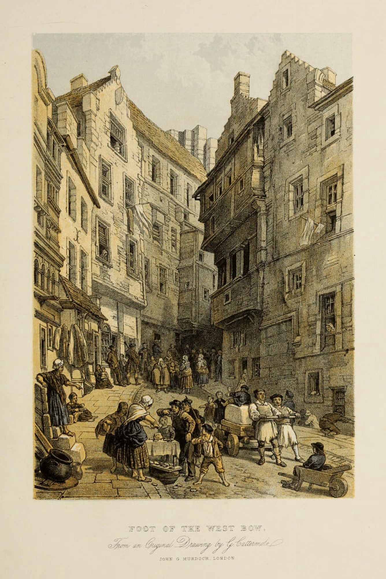 Scotland 1840 Foot of the West Bow Edinburgh Canvas Art - George Cattermole (24 x 36)