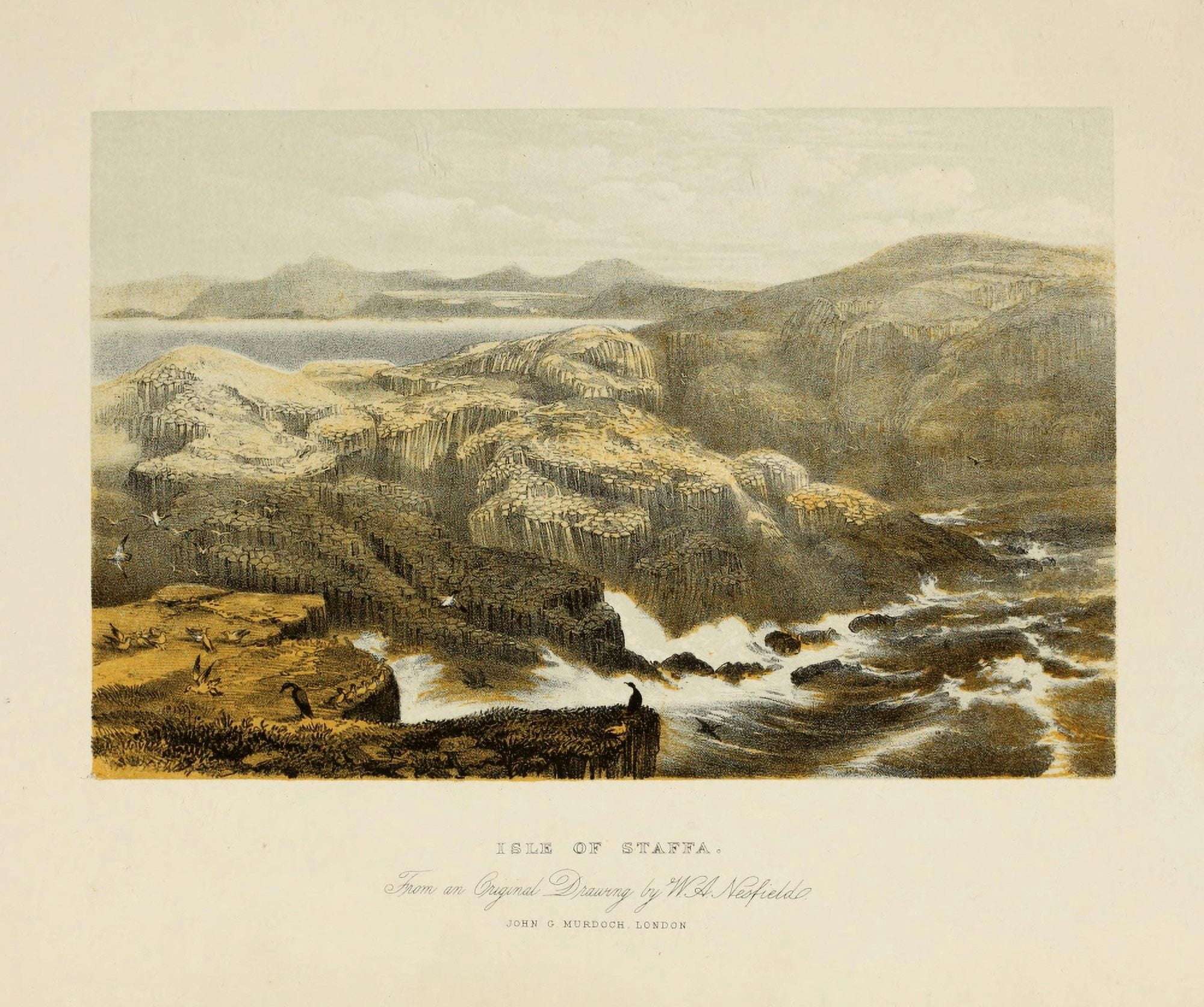 Scotland 1840 Isle of Staffa Canvas Art - William A Nesfield (18 x 24)