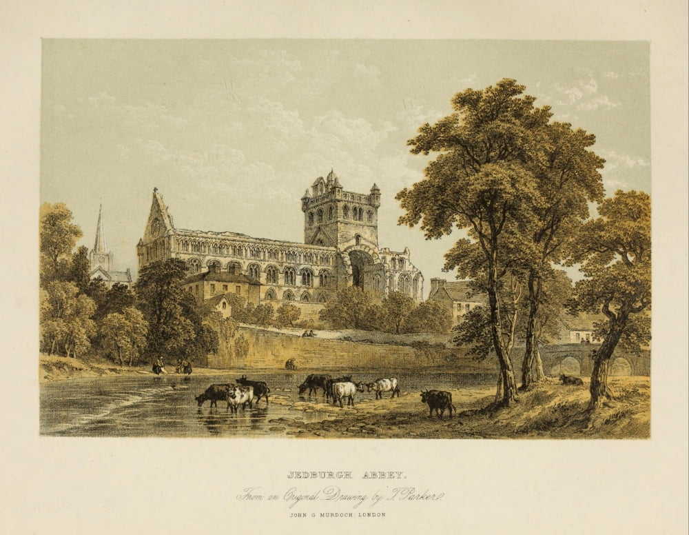Scotland 1840 Jedburgh Abbey Canvas Art - T Parker (18 x 24)