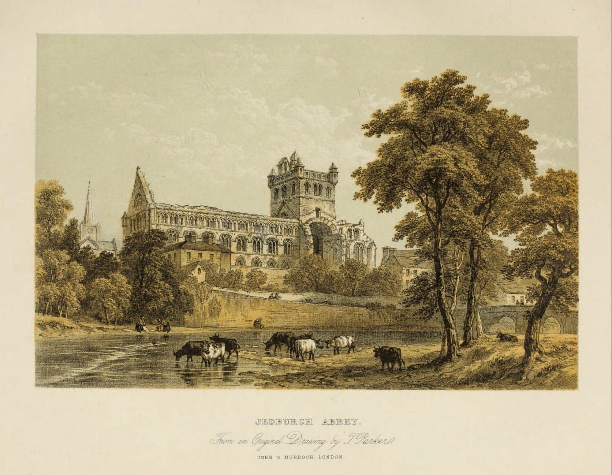 Scotland 1840 Jedburgh Abbey Canvas Art - T Parker (24 x 36)