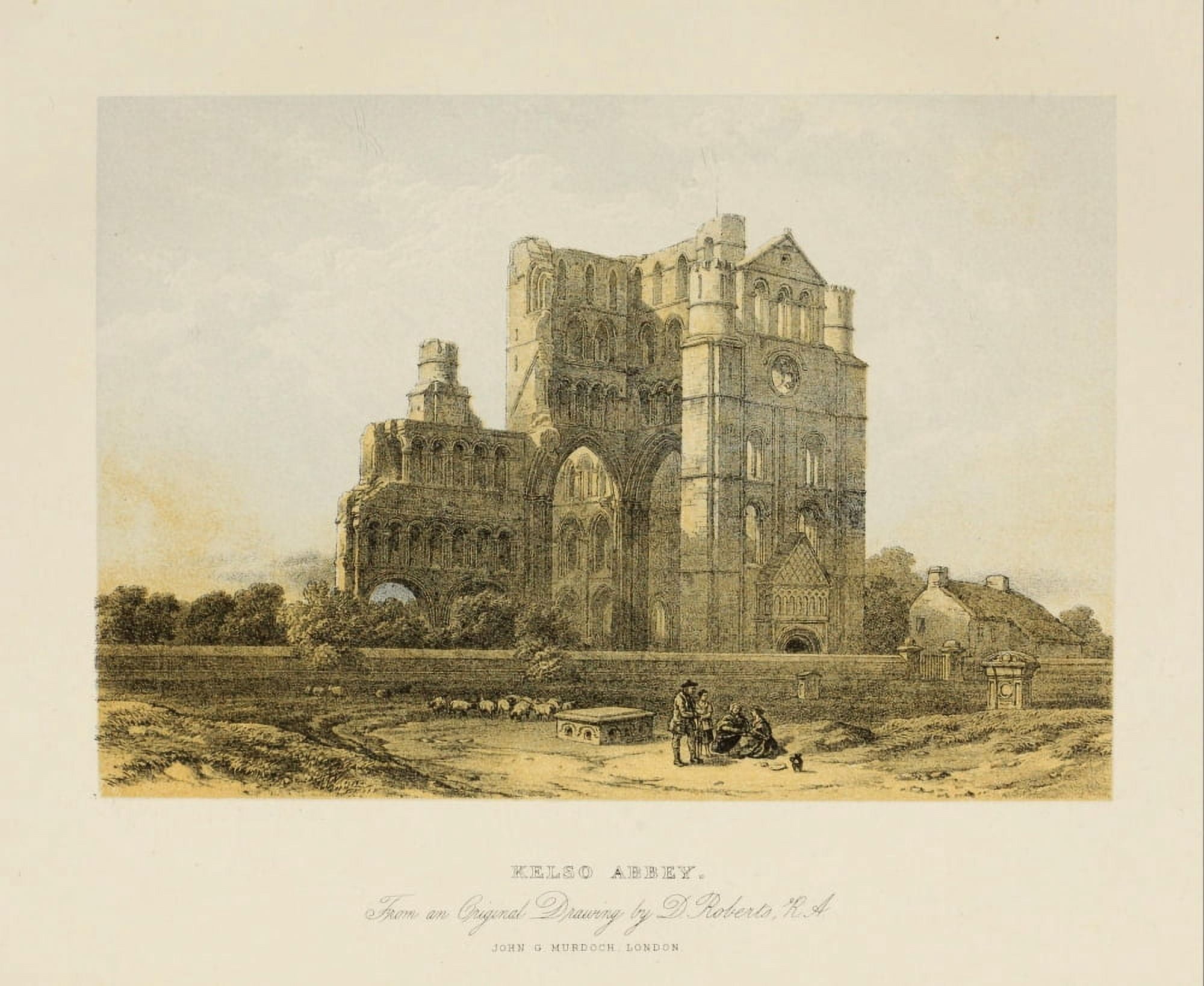 Scotland 1840 Kelso Abbey Canvas Art - David Roberts (24 x 36)