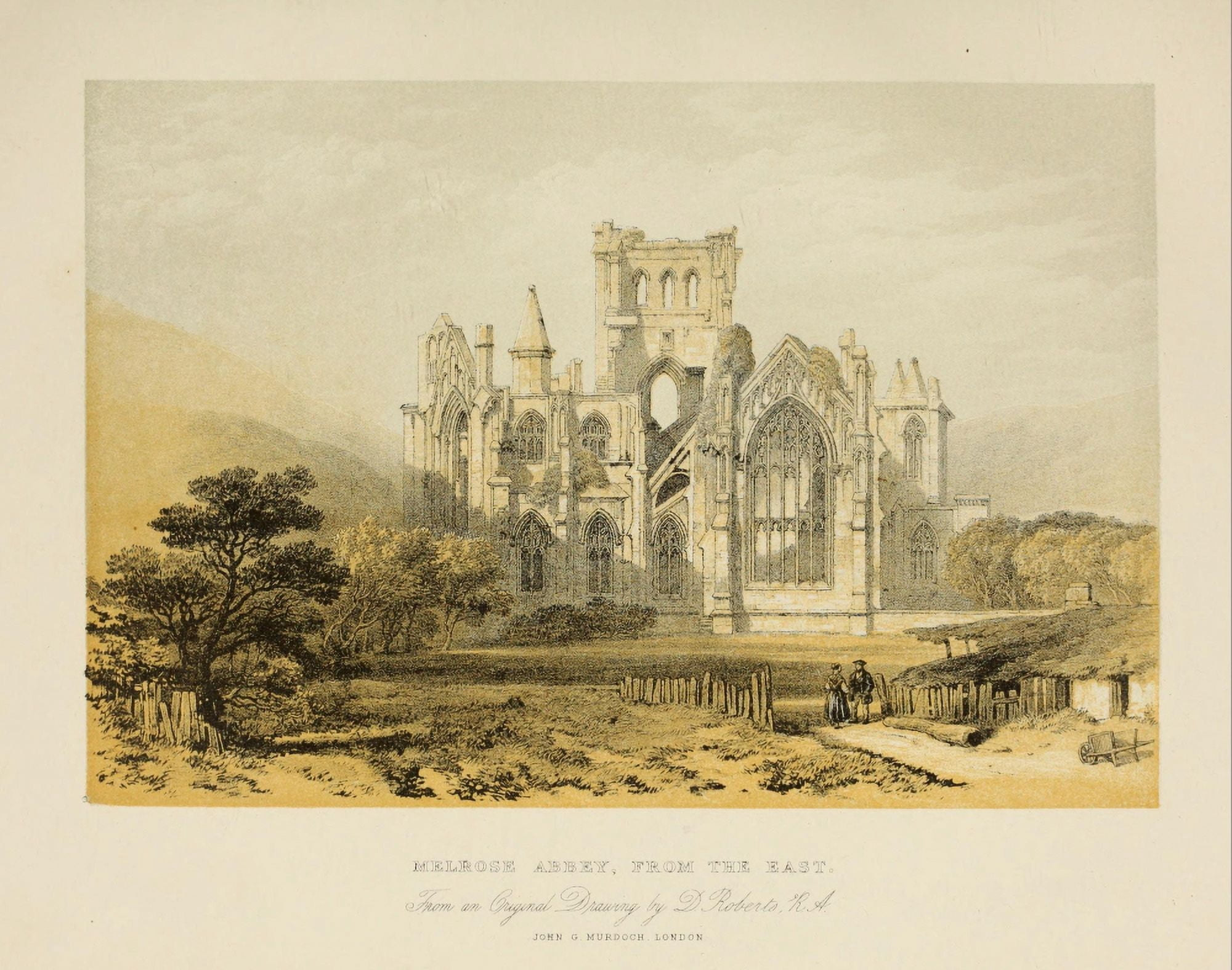 Scotland 1840 Melrose Abbey from the east Canvas Art - David Roberts (24 x 36)