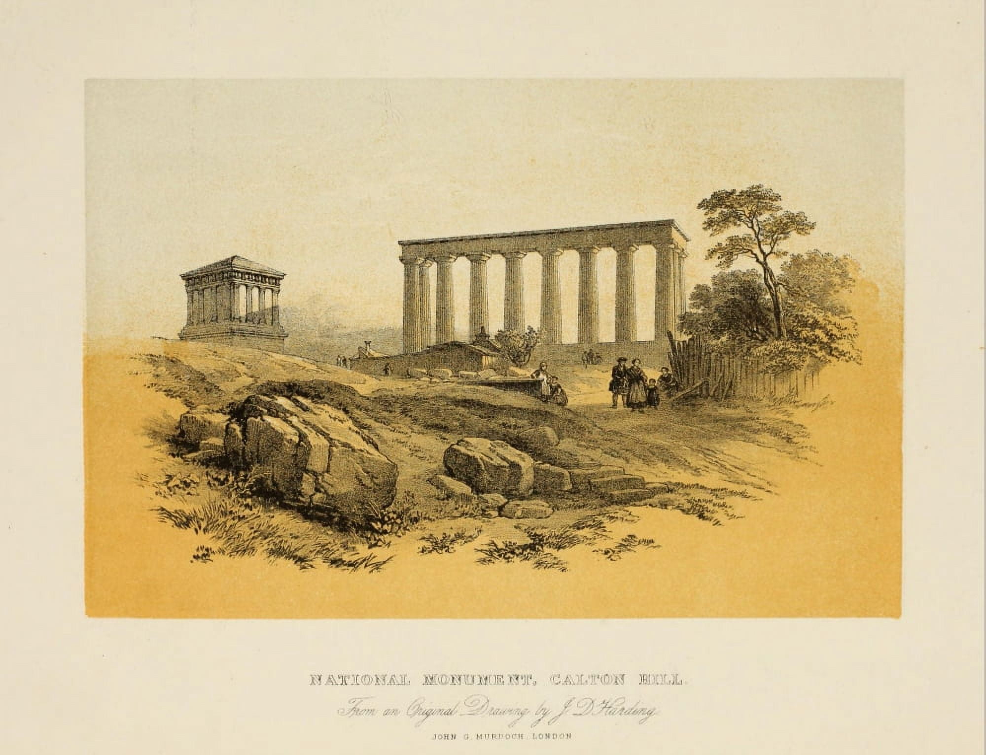 Scotland 1840 National Monument Calton Hill Canvas Art - James Duffield Harding (24 x 36)