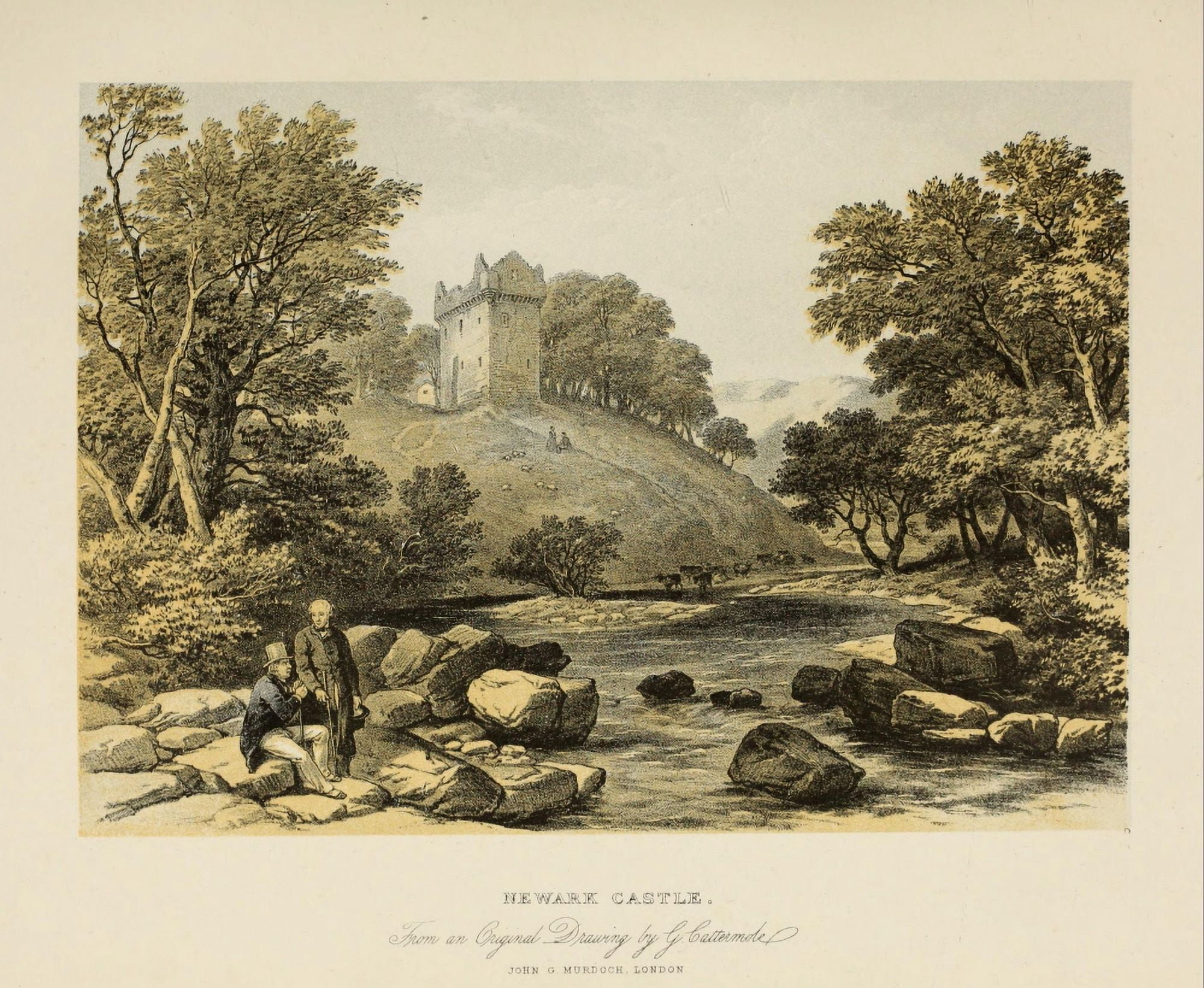 Scotland 1840 Newark Castle Canvas Art - George Cattermole (18 x 24)