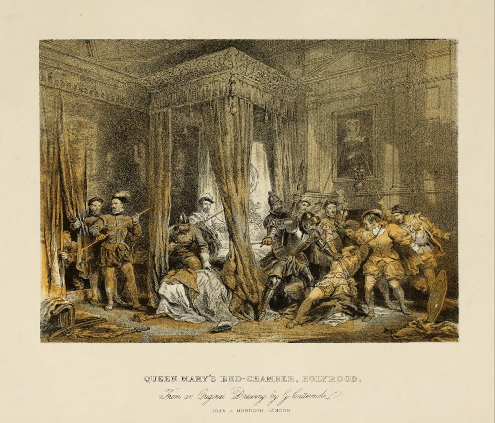 Scotland 1840 Queen Marys bedroom at Holyrood Canvas Art - George Cattermole (24 x 36)