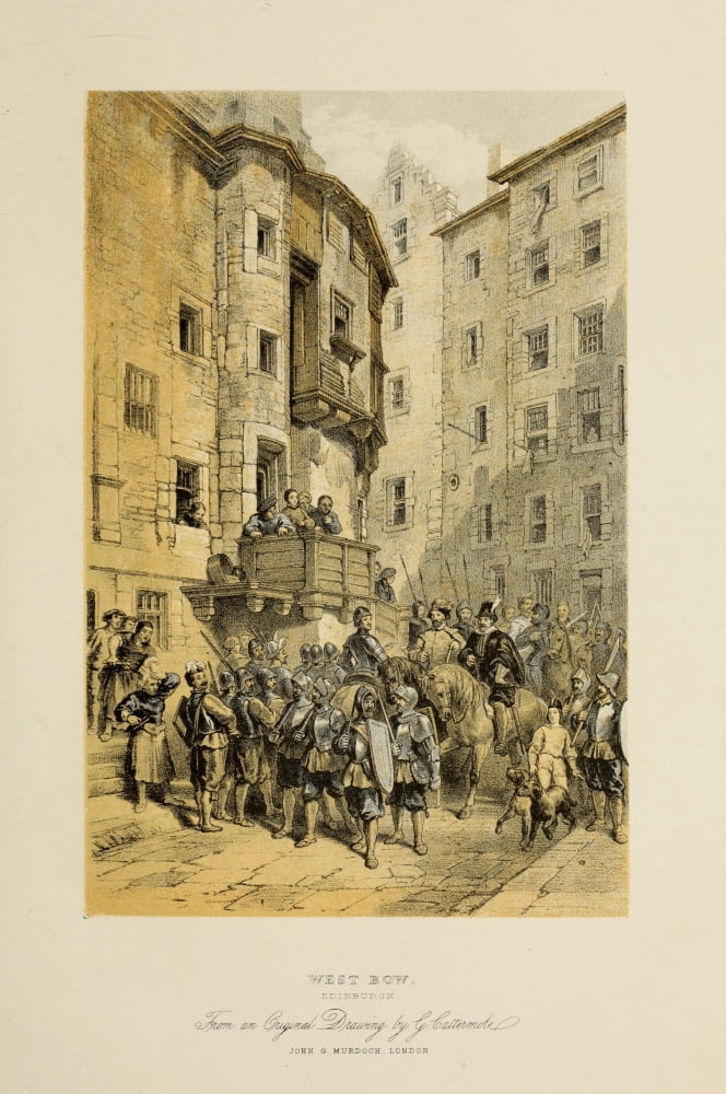 Scotland 1840 West Bow Edinburgh Canvas Art - George Cattermole (24 x 36)