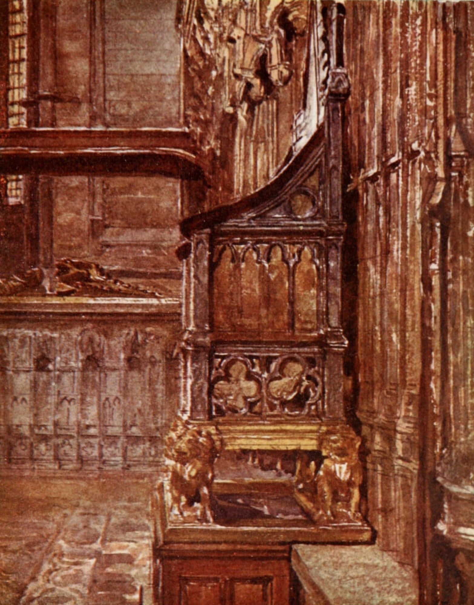 Scotland 1910 Chair on which Scottish Kings are crowned Canvas Art - John Fulleylove (18 x 24)