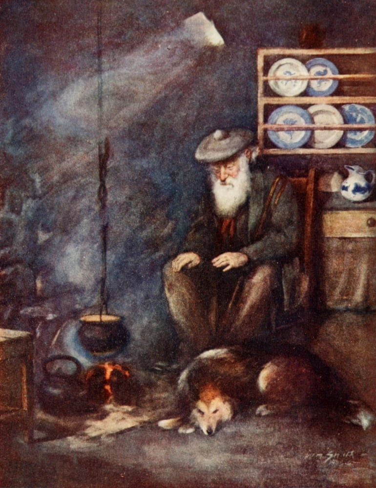 Scotland 1910 Highland Crofter in his hut Canvas Art - William Smith (24 x 36)