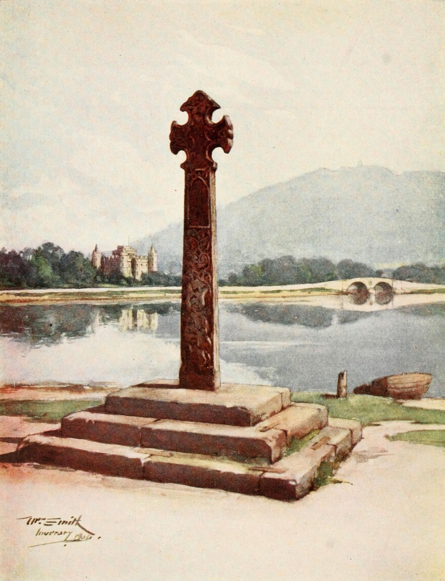 Scotland 1910 Inverary Cross & Castle Canvas Art - William Smith (24 x 36)