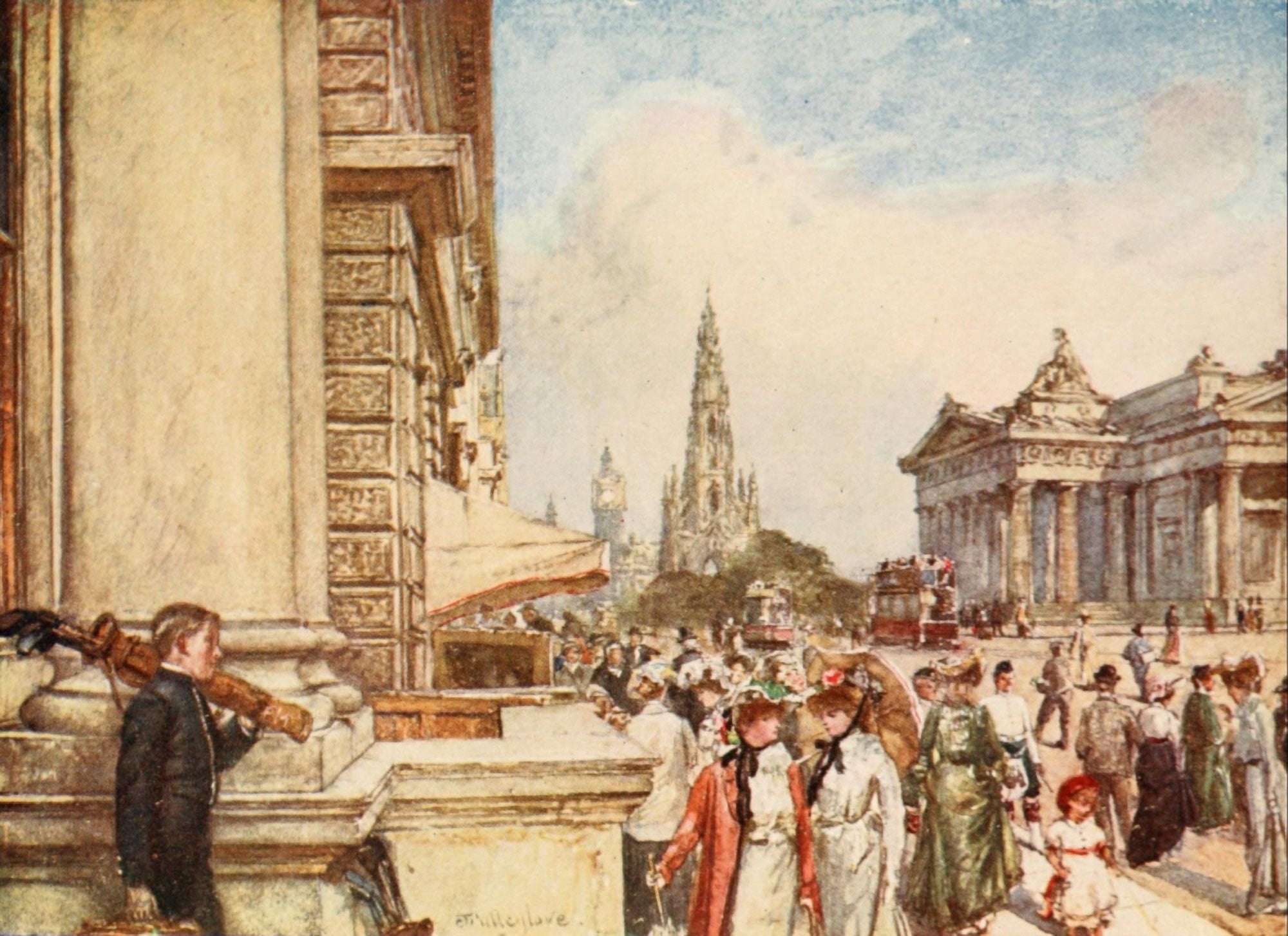 Scotland 1910 Princes Street Edinburgh Canvas Art - John Fulleylove (24 x 36)