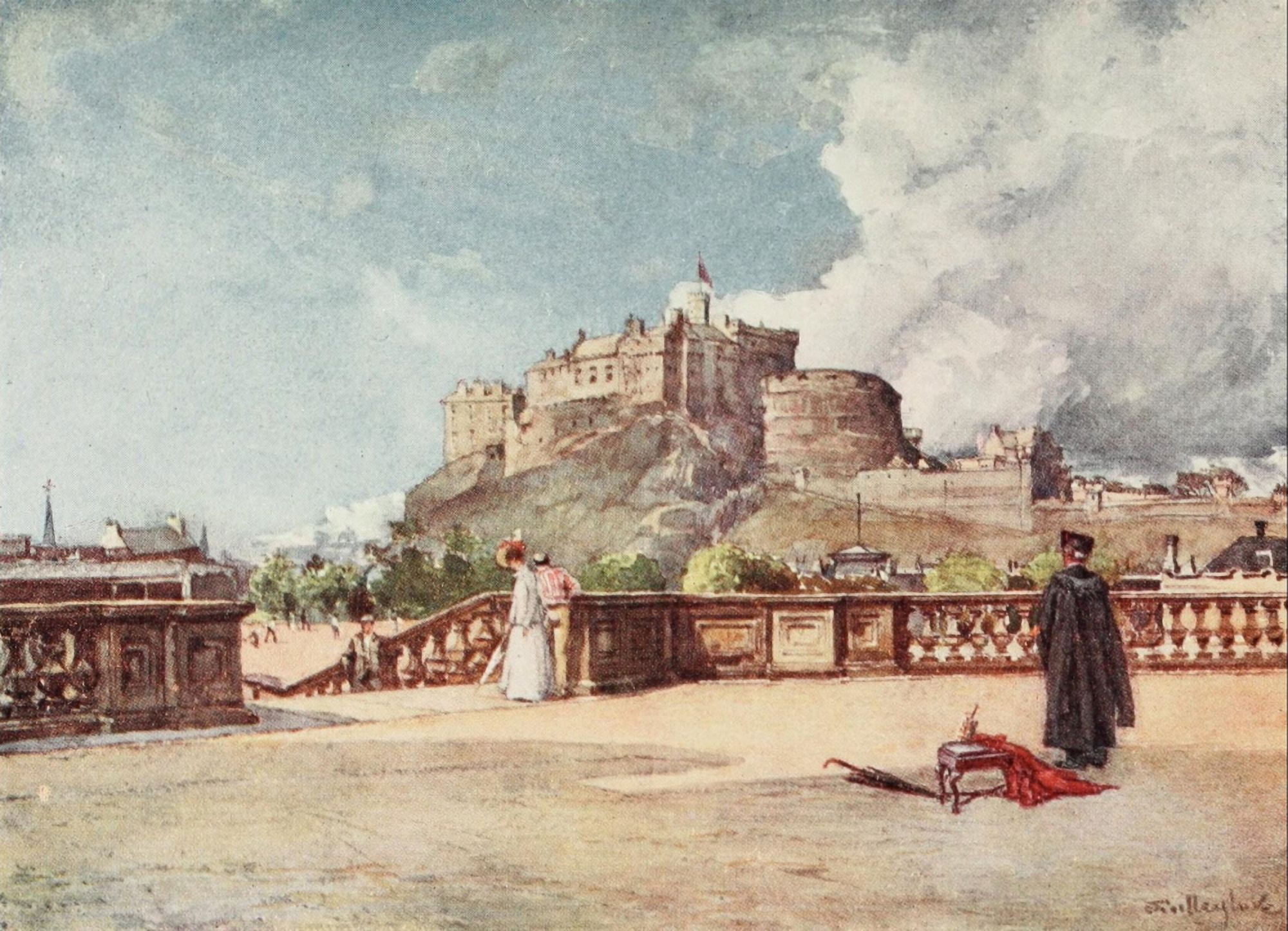 Scotland 1915 Edinburgh Castle Canvas Art - John Fulleylove (18 x 24)
