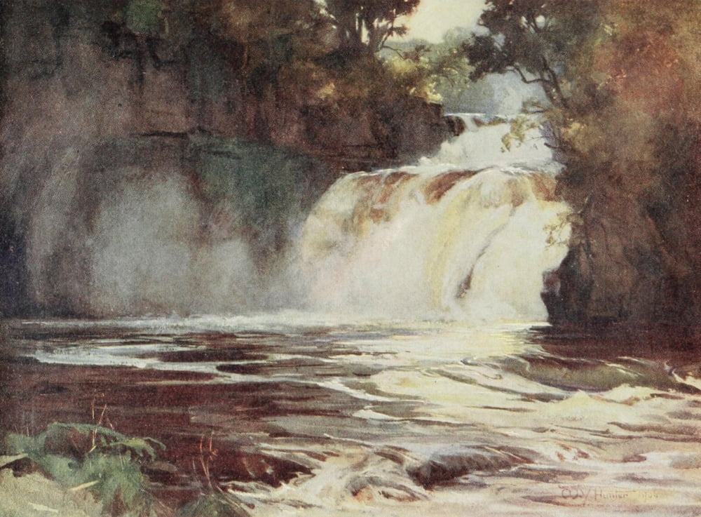 Scotland 1915 Falls of Corra Linn on the Clyde Canvas Art - FY Hunter (18 x 24)
