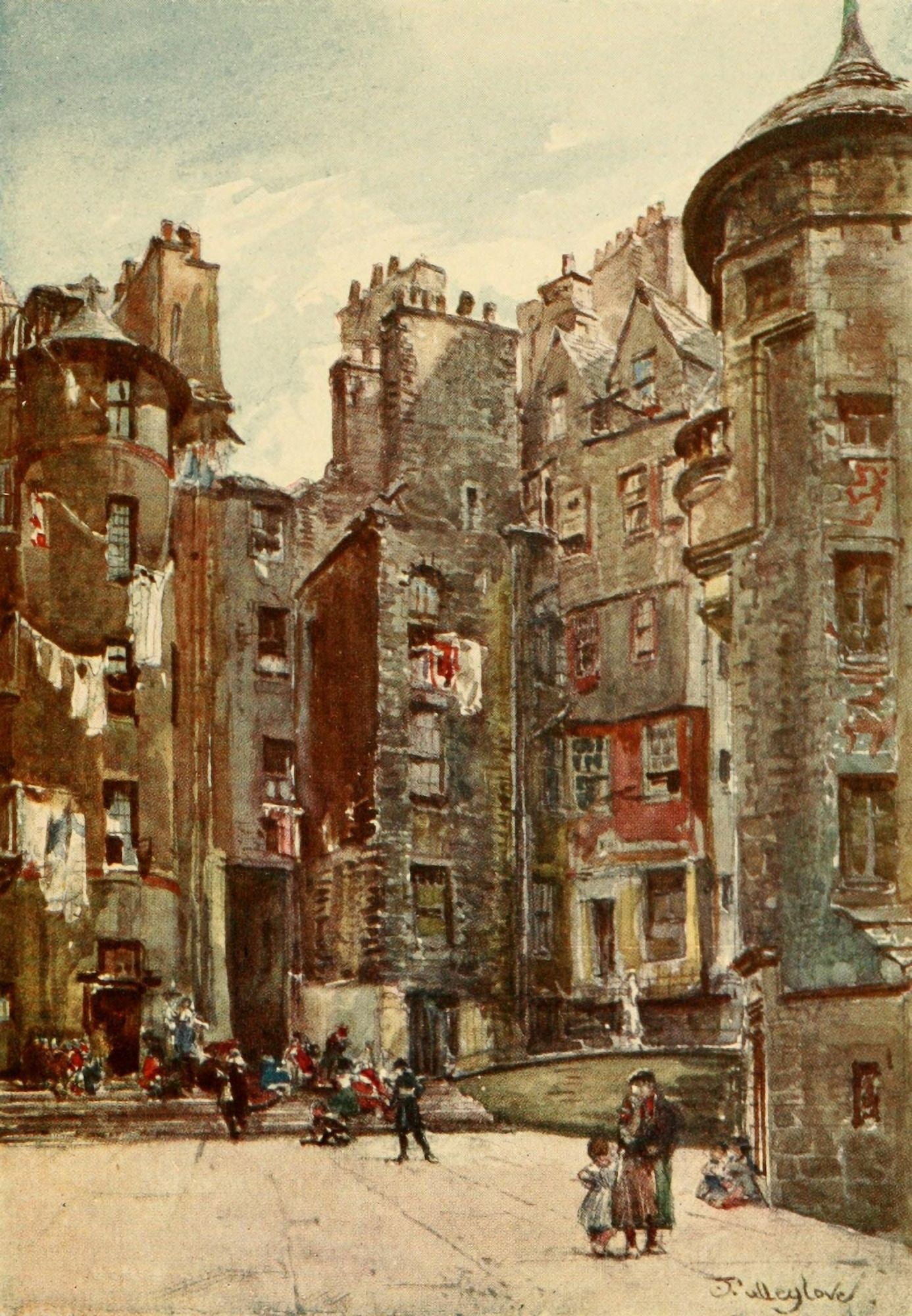 Scotland 1915 Lady Stairs Close Edinburgh Canvas Art - John Fulleylove (24 x 36)