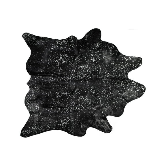Scotland Cowhide Rug 6x7 Black Gold Natural Genuine Leather