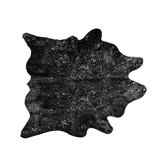 Scotland Cowhide Rug 6x7 Black Gold Natural Genuine Leather