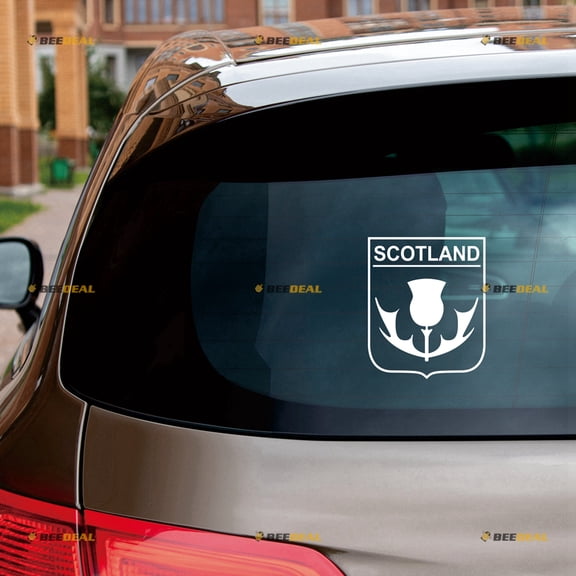 Scotland Crest Thistle Scottish Sticker Decal Vinyl Shield - 2 Pack White 4" - For Car Boat Laptop Cup No Background Die-cut 0221A5