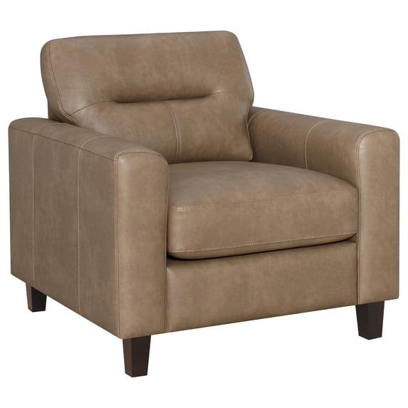 Coaster Scotland Faux Leather Upholstered Track Arm Chair in Brown