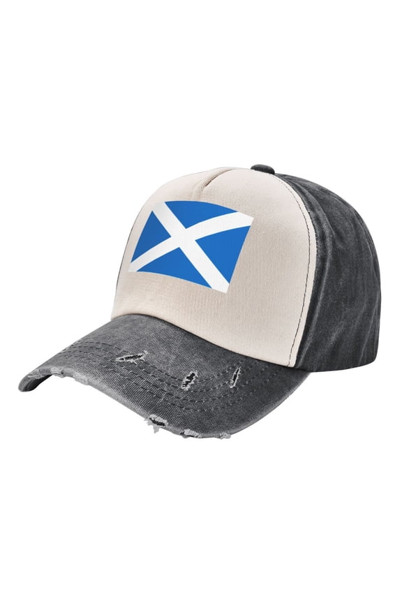Scotland Flag Baseball Cap Distressed Adjustable Vintage Cotton Denim Hat for Women Men