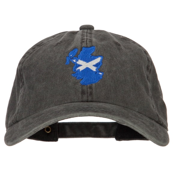 Scotland Flag Map Embroidered Washed Cotton Twill Cap - Black OSFM