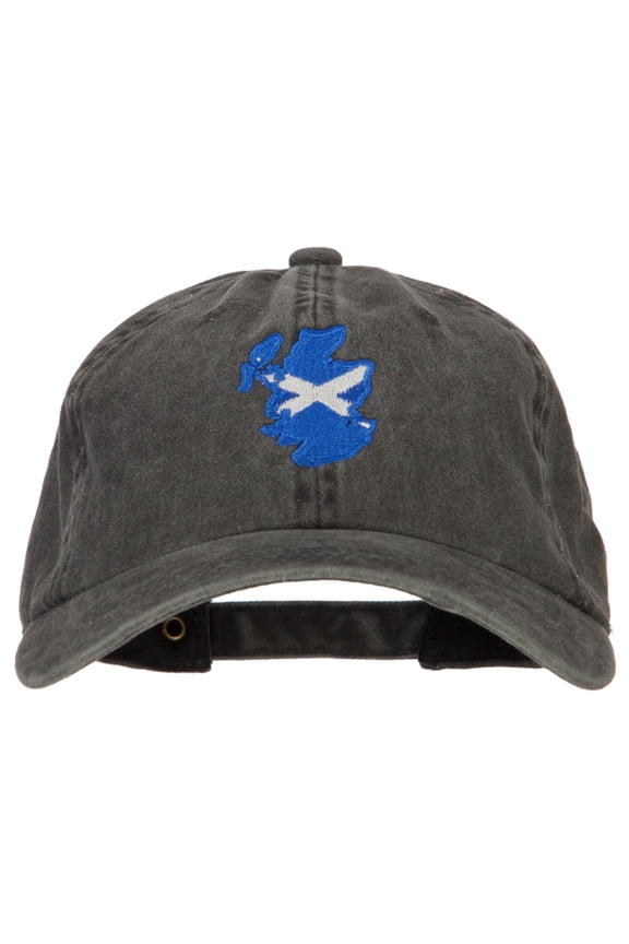 Scotland Flag Map Embroidered Washed Cotton Twill Cap - Black OSFM