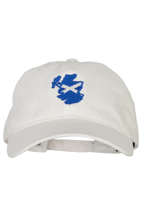 Scotland Flag Map Embroidered Washed Cotton Twill Cap - White OSFM