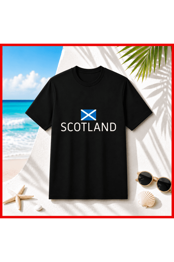 Scotland Flag & Scotland Text Unisex T-Shirt, S-5XL