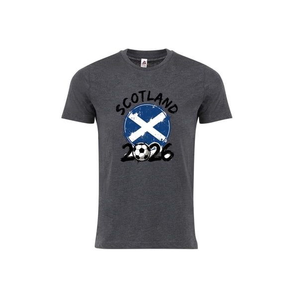 Scotland Flag T-Shirt Adult Unisex Cotton Soccer Fan Shirt WC 2026 - Charcoal - 3XL