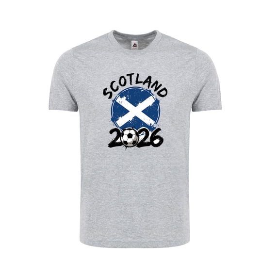 Scotland Flag T-Shirt Adult Unisex Cotton Soccer Fan Shirt WC 2026 - HTR Grey - 3XL