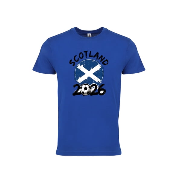 Scotland Flag T-Shirt Adult Unisex Cotton Soccer Fan Shirt WC 2026 - Royal - XL