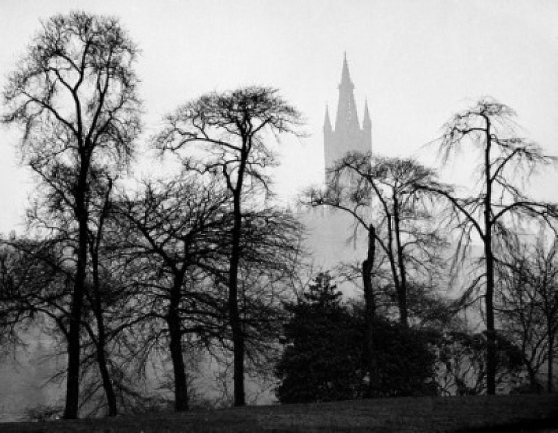 Scotland Glasgow Glasgow University silhouettes of trees on the foreground Canvas Art - (18 x 24)