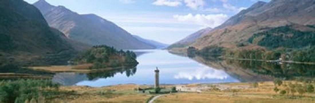 Scotland Highlands Loch Shiel Glenfinnan Monument Reflection of cloud in the lake Canvas Art - Panoramic Images (18 x 6)