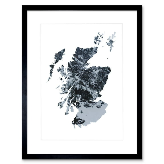 Scotland Map Mountains Framed Wall Art Print