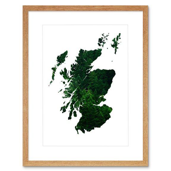 Scotland Map Trees Framed Wall Art Print
