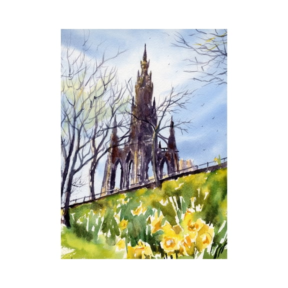 Scotland Painting Edinburgh Art Print Scott Monument Wall Art Home Decor Office Wall Art