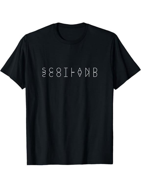 Scotland Reflections - Scottish Word Art Souvenir T-Shirt men and women can wear, black, white, gifts