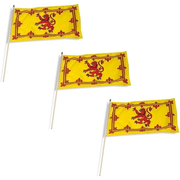 Scotland(Royal Lion Rampant Banner)12 x 18 Inch Flag - 3 PK